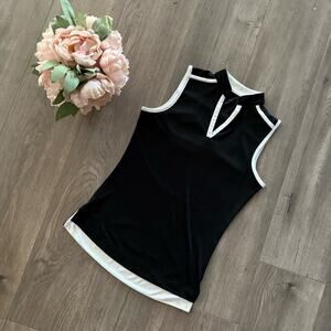 Maggie Lane Black & White Sleeveless Golf Top